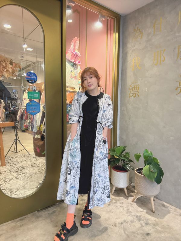 星座暈染口袋襯衫洋裝 