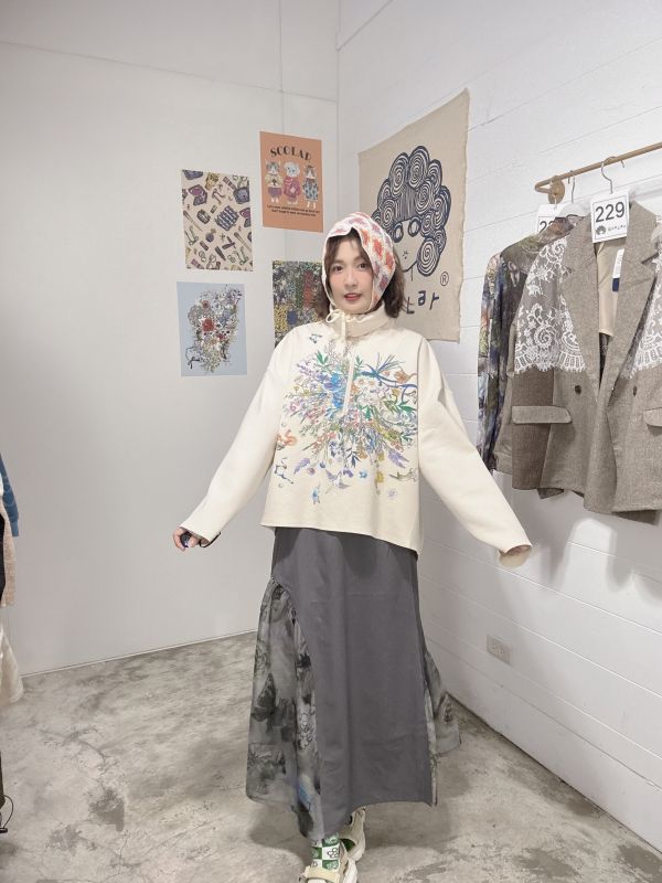 夢幻煙花翻領拉鏈造型上衣 