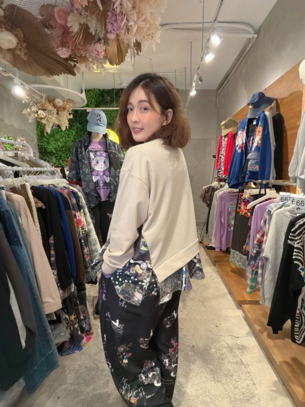 鑰匙雪紡拼接上衣 