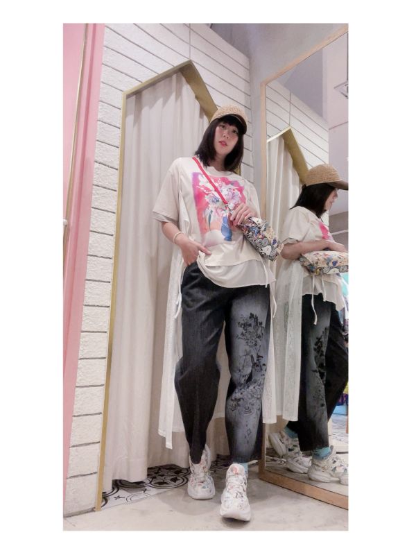 漸層金箔塗鴉牛仔褲 