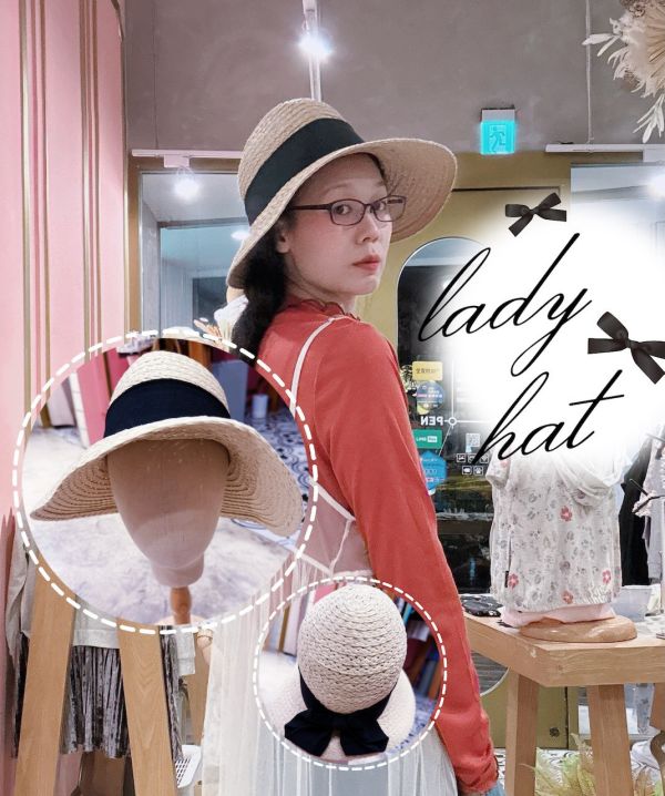 法式復古藤編帽 