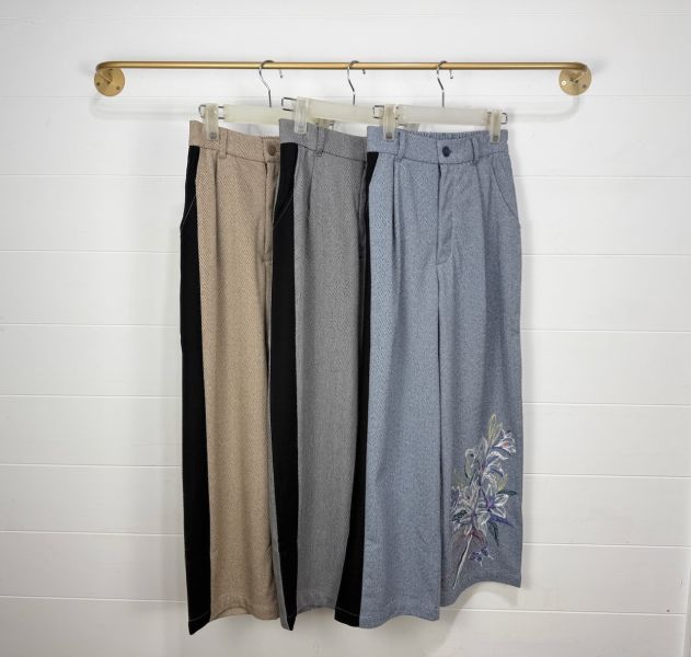 百合刺繡西裝褲 