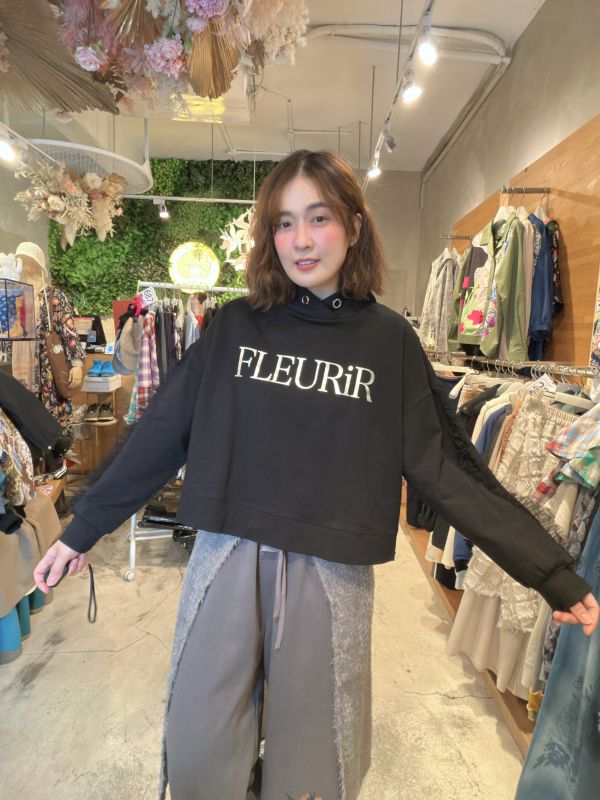 可拆開綁帶羽毛寬褲 