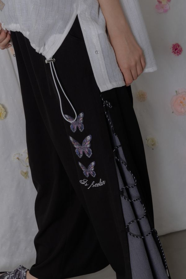 is scolar蝴蝶側邊綁繩褲 