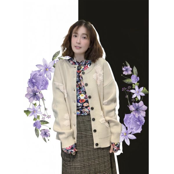 立體小花針織外罩 