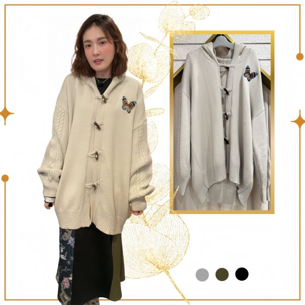 ScoLar蝴蝶刺繡連帽外套 