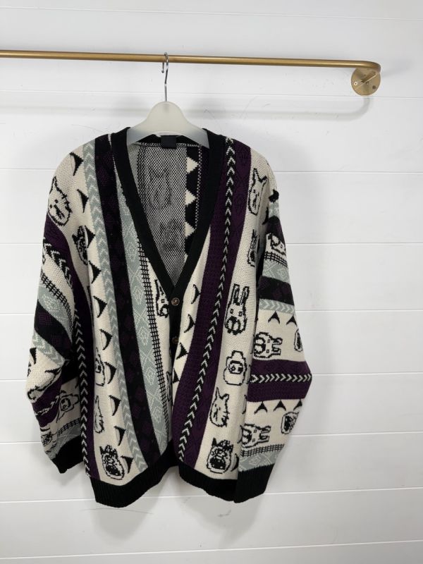 圖膳大頭角色針織外套 