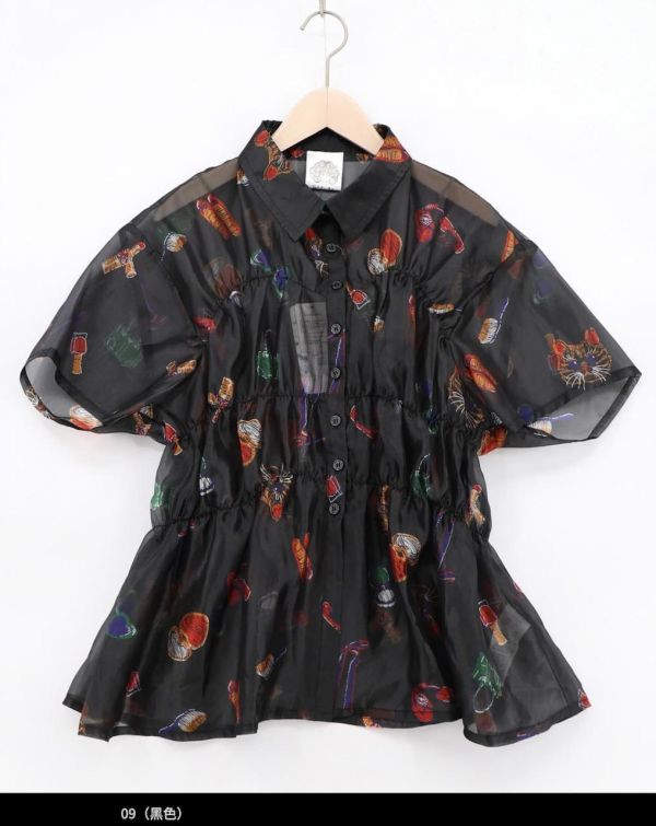 貓咪糖果紙立體造型襯衫 