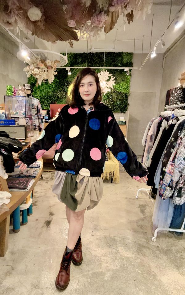 限時優惠 - 彩色點點法蘭絨外套 