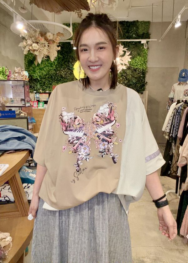 樂器之蝶拼接上衣 