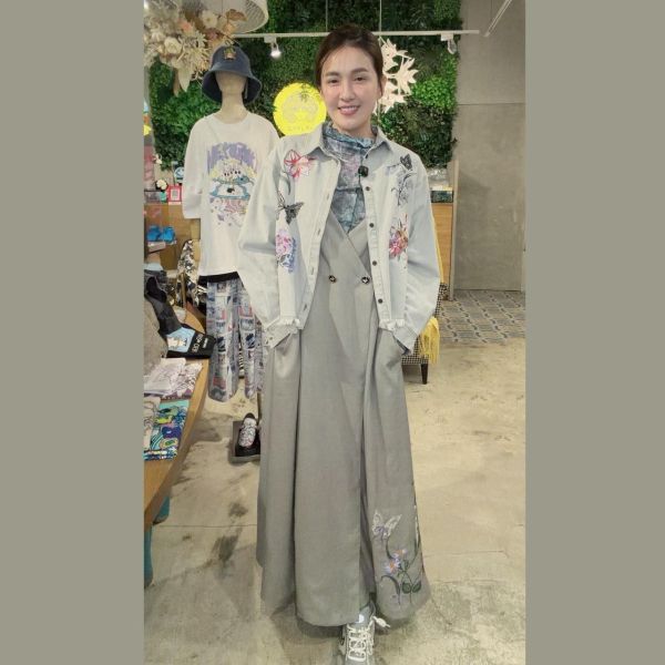 刺繡綁腰背心長洋裝 