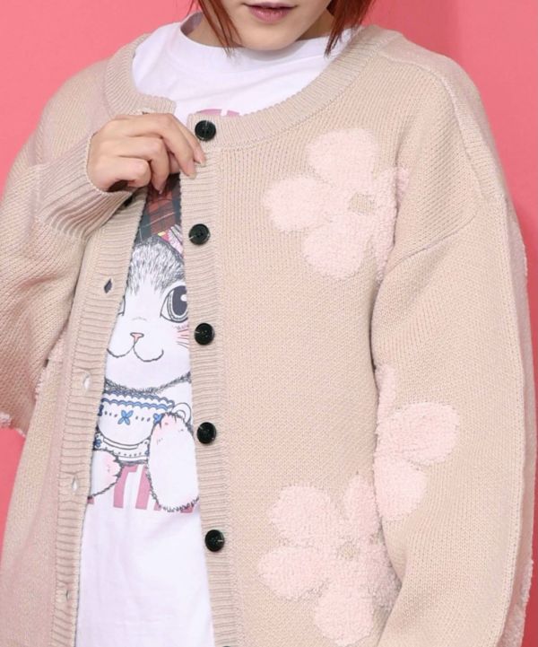 立體小花針織外罩 