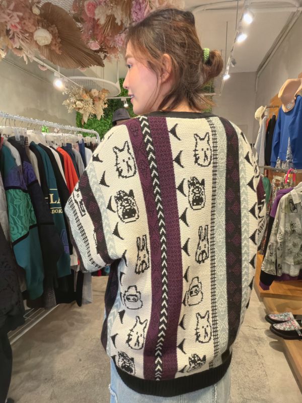 圖膳大頭角色針織外套 