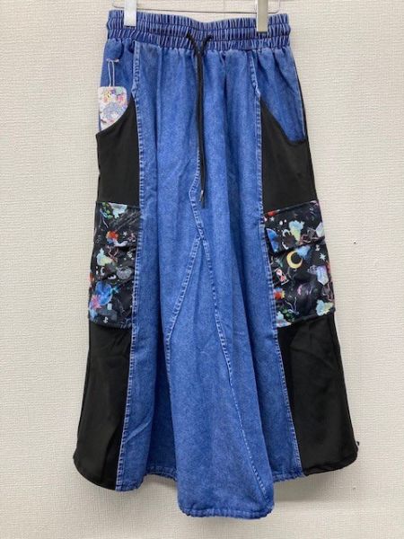 運動風牛仔抽繩裙 