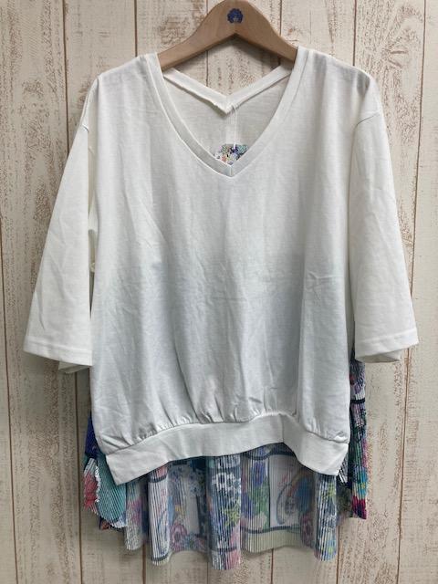 V領格子宇宙百褶上衣 