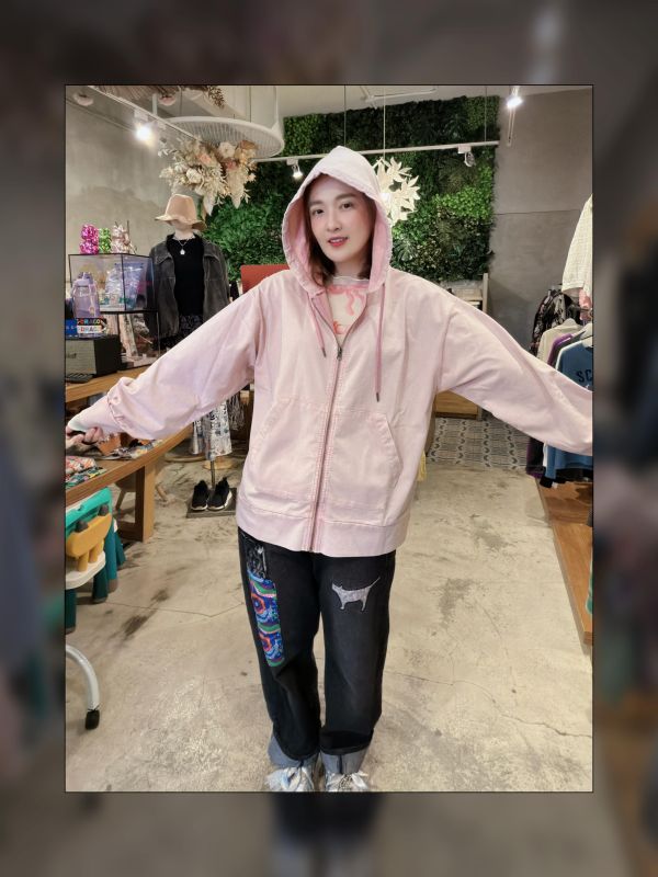 花豹貓拼接牛仔褲 