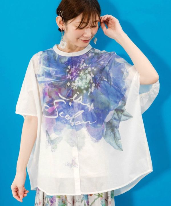 水彩暈染花朵上衣 