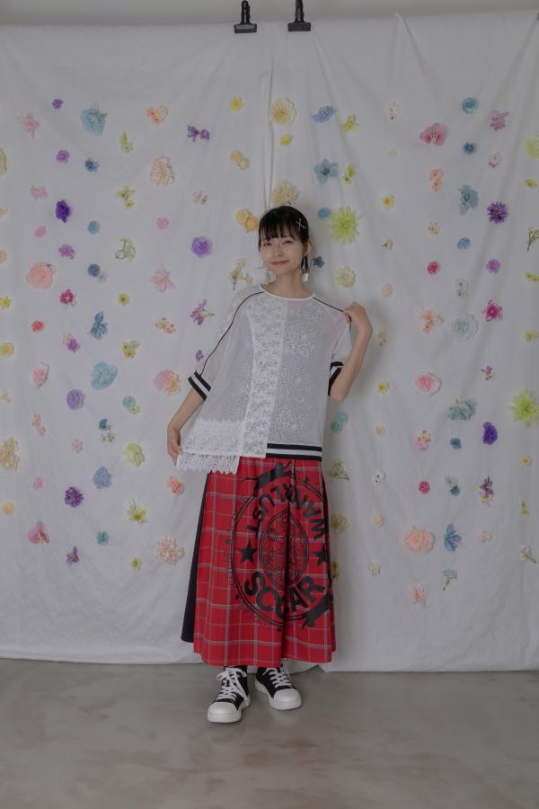 貓咪花朵圓形LOGO裙 