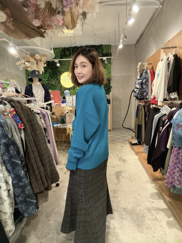 格紋玫瑰魚尾裙 