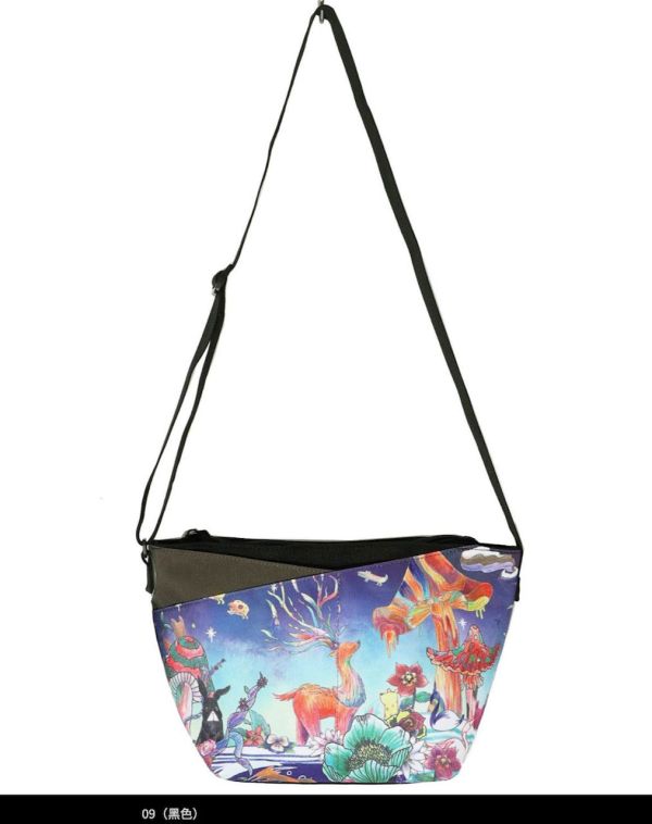 海洋花布側背包 