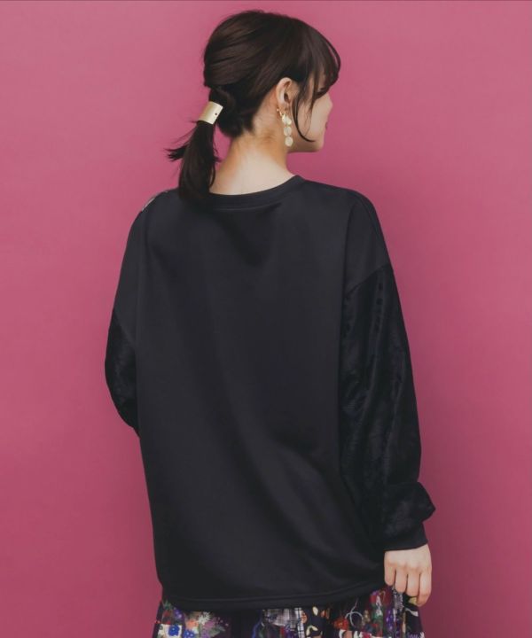 拼蕾絲紗貴族塗鴉造型上衣 