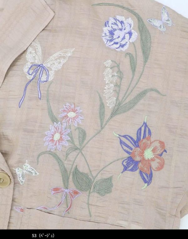 花朵撞色刺繡西裝外套 