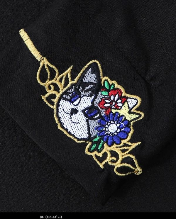 圓領薄毛刺繡內搭衣 