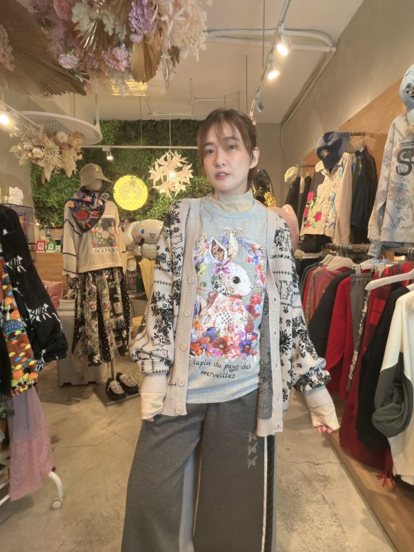 熊熊圖騰V領針織外罩 