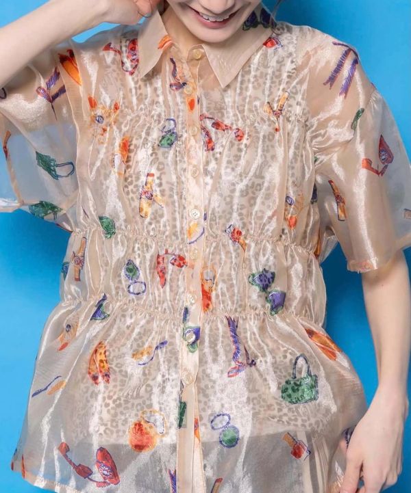 貓咪糖果紙立體造型襯衫 