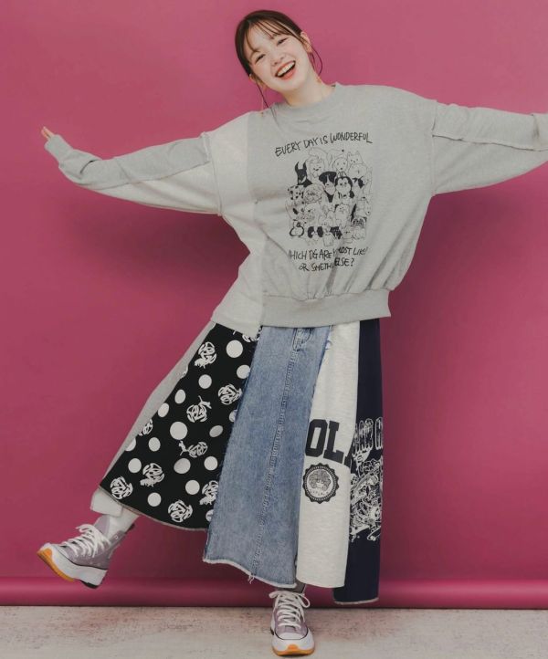 狗狗集合造型拼接上衣 