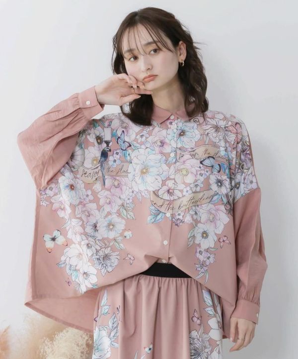 7月再製-花朵時鐘捲軸襯衫 