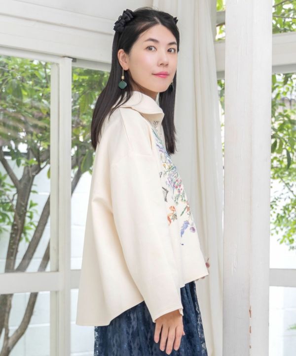 夢幻煙花翻領拉鏈造型上衣 