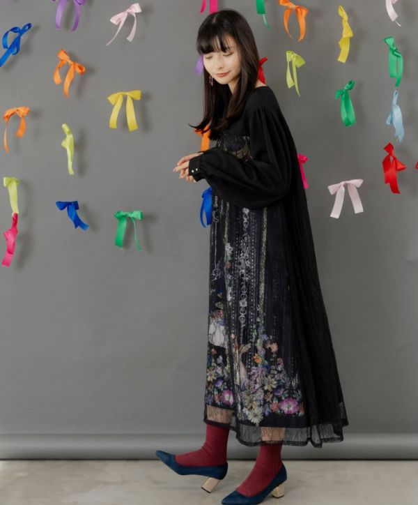 貴族花園蕾絲拼接洋裝 