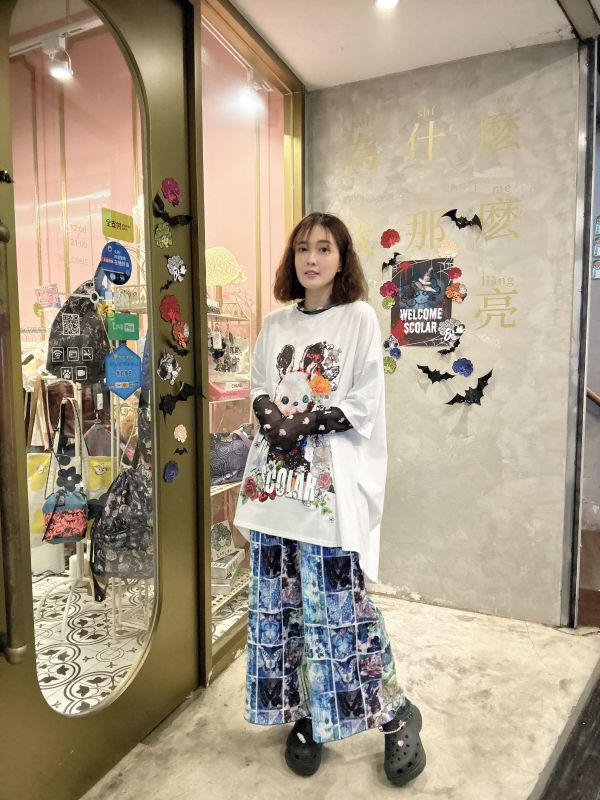 假兩件拼袖兔兔上衣 