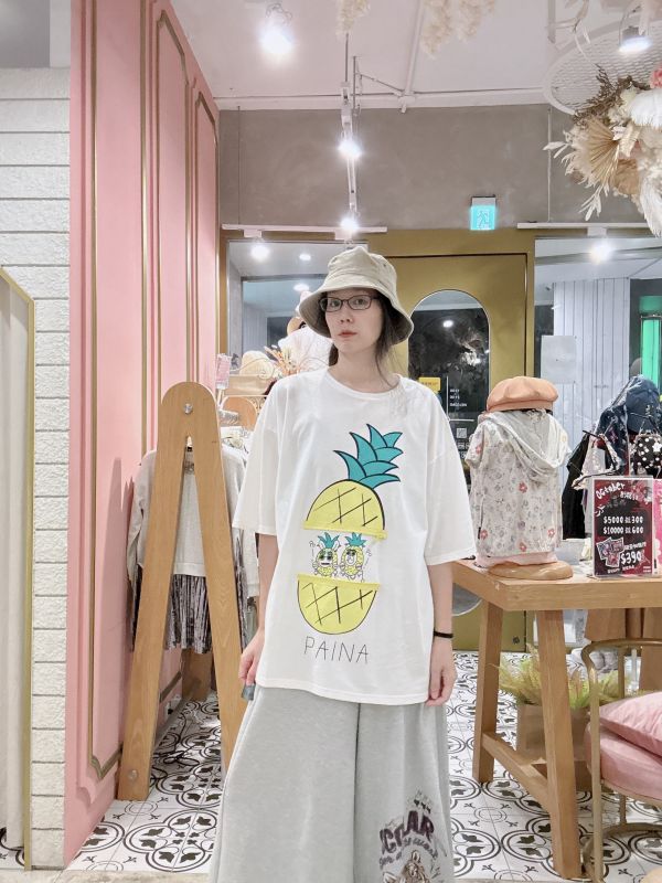 拉鍊設計-鳳梨搖滾上衣 