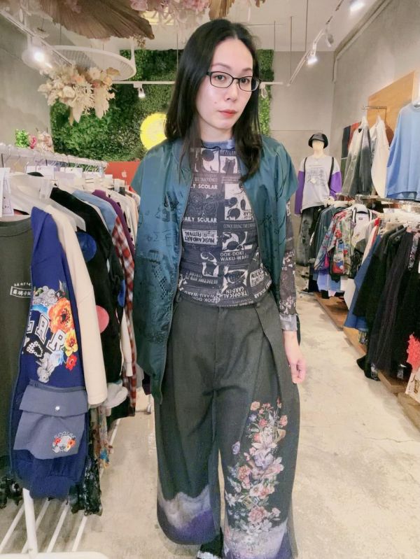 漸層花朵西裝寬褲 