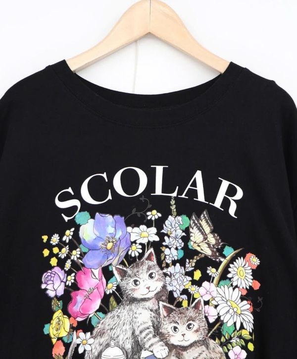 下午茶貓咪拼接蕾絲長版洋裝 