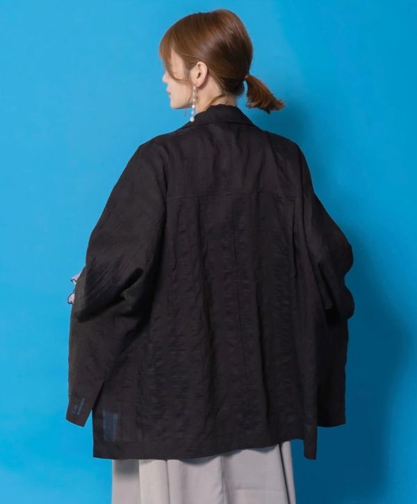 花朵撞色刺繡西裝外套 