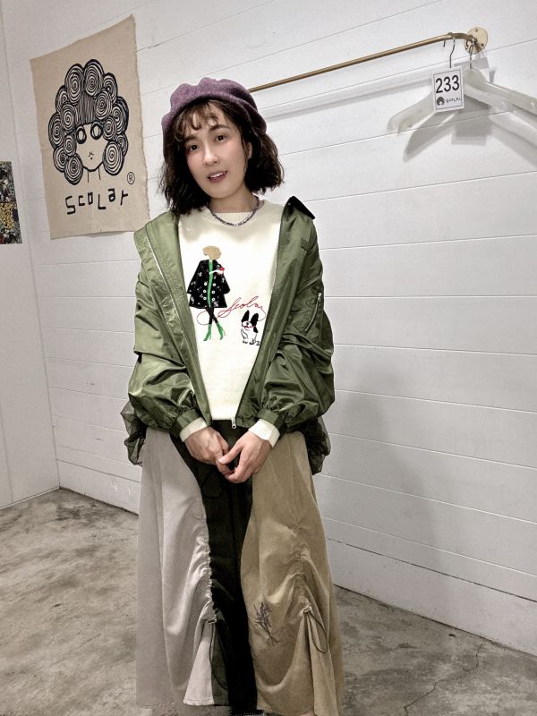 小狐狸刺繡拼紗短版夾克 