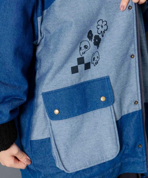 棋盤格娃娃拼接襯衫 