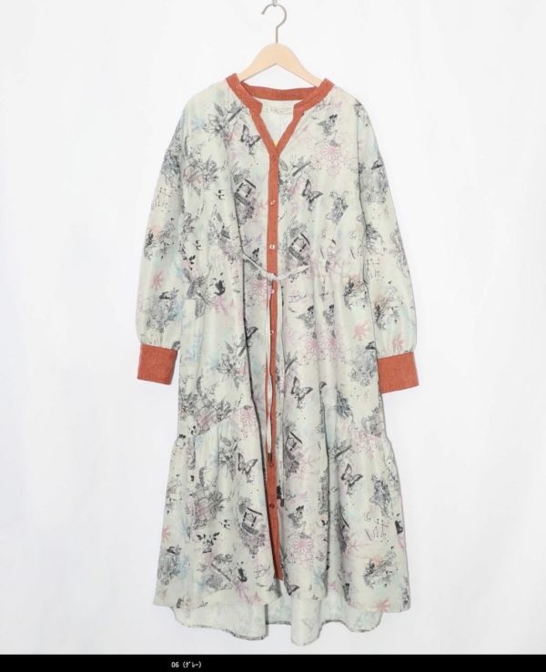 夢幻樂器燈芯絨長版洋裝 