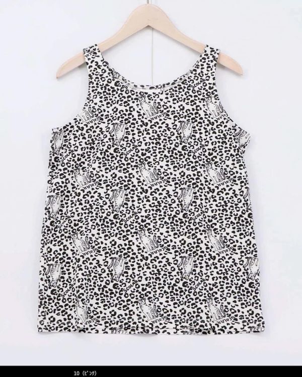 花朵花豹切肩造型上衣(兩件式) 