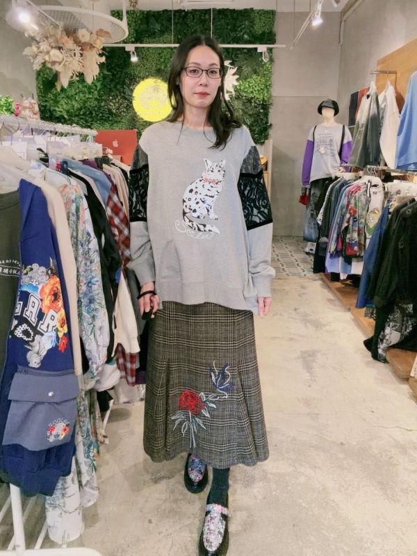 格紋玫瑰魚尾裙 