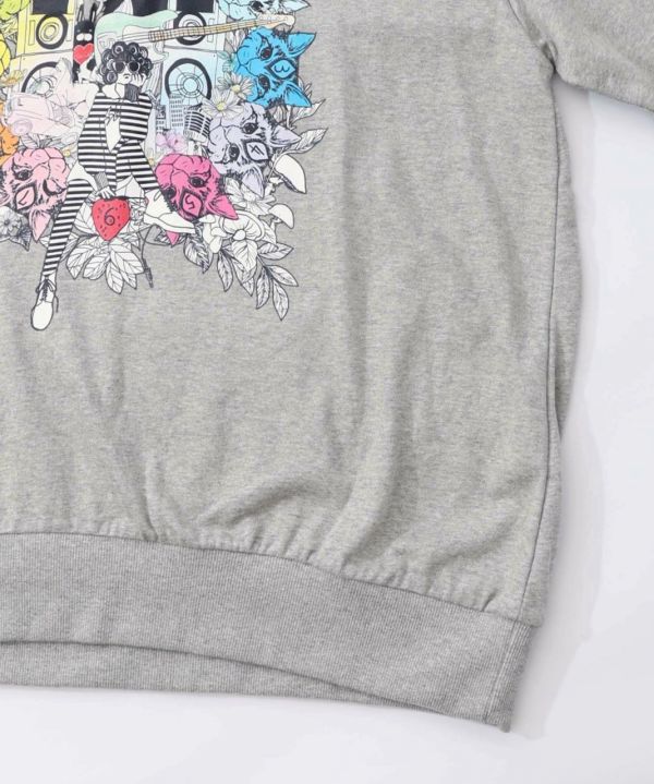 條紋娃頭彩虹塗鴉拉鏈上衣 