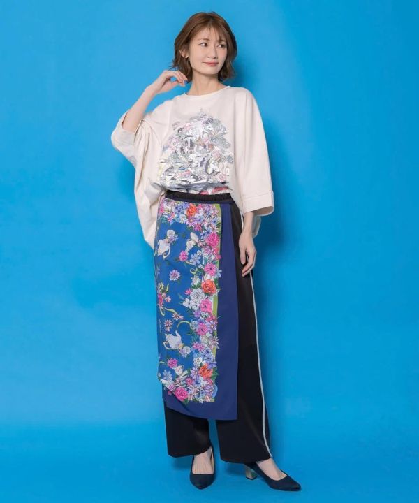 運動風花朵絲巾造型褲(可拆式) 