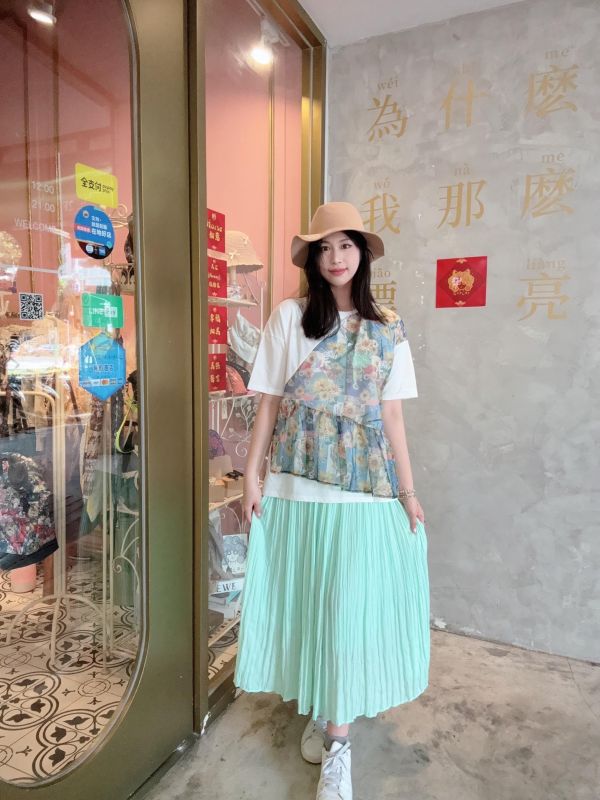 擺折飄逸皺皺裙 