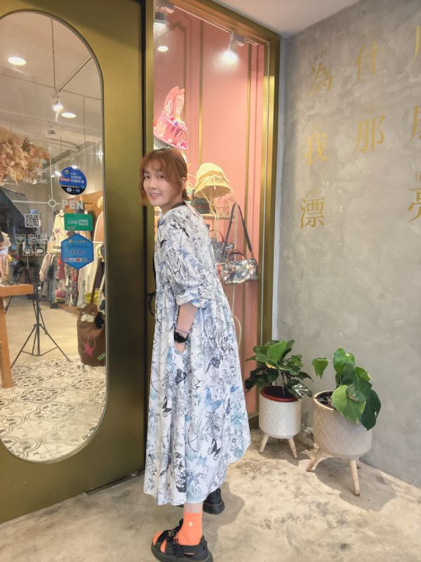 星座暈染口袋襯衫洋裝 