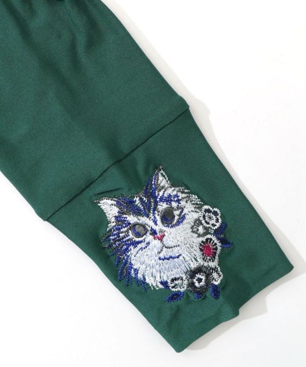 手袖貓咪刺繡內搭衣 