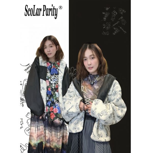 滿版塗鴉泰迪毛外套 