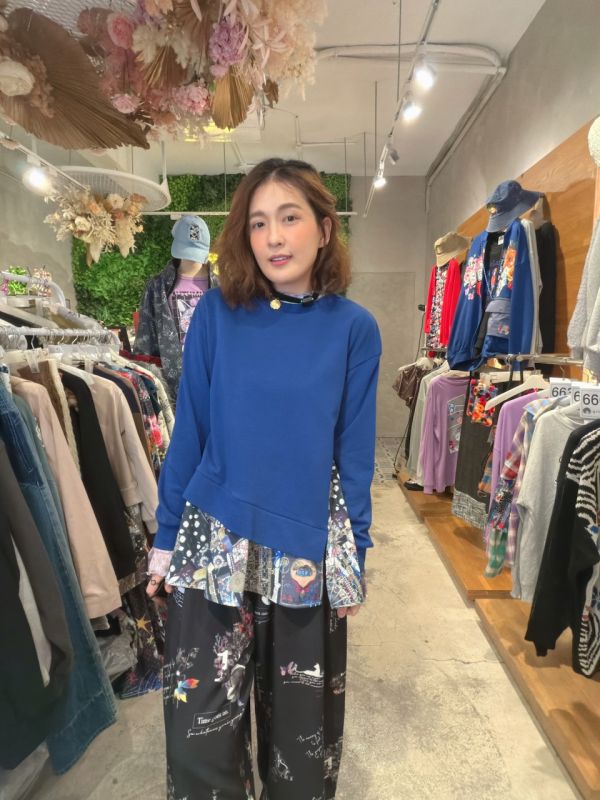 鑰匙雪紡拼接上衣 